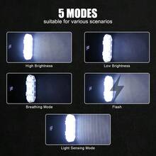 Luz delantera recargable para bicicleta 2 en 1 con timbre y bocina, lámpara LED de 12 luces para bicicleta de montaña - Multicolor - Ver 4