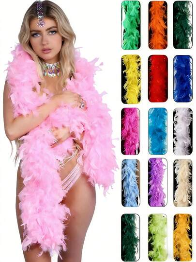 Khăn choàng lông vũ, phụ kiện trang phục tự làm, khăn choàng lông vũ nhiều màu sắc để trang trí, thích hợp cho tiệc sinh nhật, Halloween, Giáng sinh, đua ngựa, tiệc trà, đêm giao thừa, buổi hòa nhạc và trang trí nhà cửa, váy dạ hội, đám cưới, biểu diễn sân khấu, trang phục và phụ kiện lễ hội hóa trang, đồ dùng tiệc tùng.