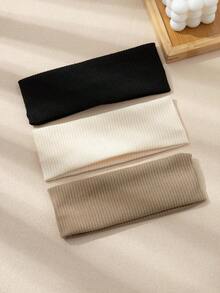 3pcs Women Solid Fashion Hair Band For Daily Life For Back To School Casual,Pink Accessories Headband Turban Headband Sweatband, School Stuff, College, Headbands Fall Winter Hair Accessories For Women For Vacation Outfits Woman Elegant Scarf Women Bandanas Soft Headwrap - 彩色 - 查看 2