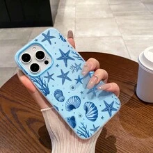 1pc Minimalist Ocean Life Pattern TPU+PC Dual-Layer Blue Jelly Phone Case, 2.5mm Thick, Protective & Fashionable, Suitable For Both Men And Women, Ideal Choice For Summer, Cute Macaron Colors, Compatible With IPhone 11 12 13 14 15 16 16Pro 16ProMax/17, - Blue - View 3
