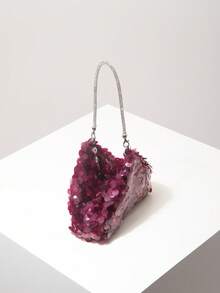 Mini Glitter Clutch Bag, Random Pattern, Elegant Ladies' Evening Bag, Party Bag, Wedding Bag - Red Violet - View 6