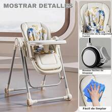 Silla Alta Para Bebé Periqueras Comer Plegable 3 En 1 Gris Bebezo Gris - Gris - Ver 3