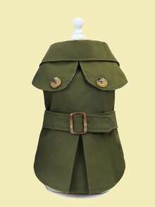 Chaqueta de estilo europeo y americano para mascotas, cortavientos para perros, ropa para mascotas, abrigo para perros, bata larga estilo británico, ropa para gatos, gabardina europea, atuendo para animales - Beis - Ver 5