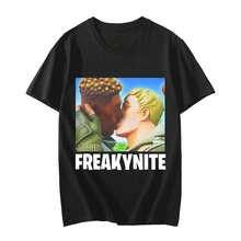 Funny Meme Graphic T-Shirts, Freakynite Parody, Brainrot Joke T-Shirts, Casual Loose Short Sleeve Fashion T-Shirt, Women's Streetwear - 黑 - 查看 8