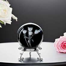 Handmade Dandelion Crystal Ball - K9 Glass, Feng Shui Decor Ball With Metal Stand, Suitable For Home And Office - A - View 11
