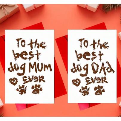 1 Fun Dog Mom Card, Cute And Fun Dog Dad Card, Birthday Card, Mother's Day Card, Father's Day Card - The Perfect Gift For The Best Mom And Dad - Suitable For Pet Lovers, Christmas, New Year, Birthday, And Thank You Cards
