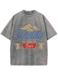 ¡Papá necesita una cerveza! Esta camiseta de estilo retro urbano es un clásico de la moda retro casual con un estampado popular de león de montaña, hecha de algodón lavado de 230g. Es un estilo urbano retro versátil, una marca de moda retro de alta calidad para hombres en verano. Es holgado, suave, cómodo y viene en varios colores. Es adecuado para usar en exteriores en primavera y verano, tiene un cierto grosor y se puede usar a diario o como regalo para amigos, fiestas, regalos de regreso a clases, regalos de Año Nuevo, regalos del Día de San Patricio o regalos del Día del Padre. (Estilo retro, de peso pesado, unisex) - Gris - Ver 7