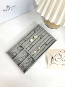 1/9pcs Velvet Jewelry Display Tray Large Capacity Organizer Independent Compartment Holder Multi-Slot Storage Box Minimalist Necklace Bracelet Ring Earring Pendant Case Luxury Gift Set - Multicolor - View 7