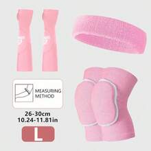 Set de 5 piezas para entrenamiento de voleibol, que incluye 1 par de mangas antideslizantes para los brazos, 1 par de rodilleras, 1 diadema, de material de esponja gruesa, unisex, de secado rápido y elástico, adecuado para entrenamiento de voleibol y entusiastas del deporte - Rosa - Ver 13