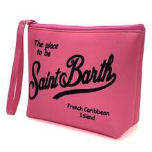 All-In-One Travel Toiletry Bag, S-Saint B-Barth Material, Portable Striped Toiletry Bag, Cosmetic Bag, Handbag, Cosmetic Bag, Waterproof Travel Bag, Travel Organizer With Zipper, Lightweight Makeup Case, Unisex Travel Gift. - 西瓜粉 - 查看 2