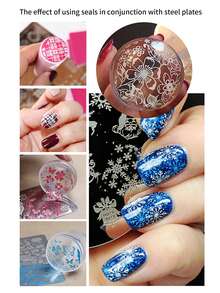 5pcs Nail Art Stamping Plate & Scraper Set, Spring Heart & Rose Flower Wedding Couple Gift Box, DIY Nail Polish Printing Template Tools - Multicolor - View 9