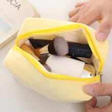 Cute Yellow Butter Toast Plush Cosmetic Bag, Large Capacity Travel Makeup Pouch With Zipper - Gold - View 3