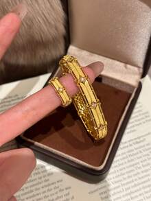 1枚复古风格戒指，带有低调闪亮的点缀 - 金色 - 查看 4