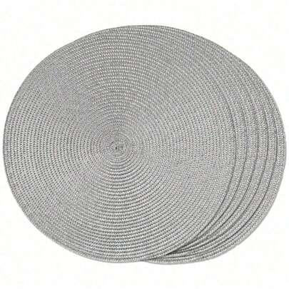 Tapete de mesa tejido a mano de 15 pulgadas de color gris claro, tapete de mesa tejido redondo, resistente al calor, tapete decorativo, producto talla grande vendido, disponible en varios colores, almohadilla para mesa, tapete de mesa resistente a las arrugas, adecuado para ocasiones como cumpleaños, Navidad, inauguración de la casa, banquetes de celebración, fiestas festivas, reuniones familiares y talla grande.