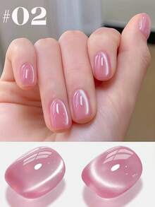 2026新款冰晶玻璃珠裸粉色猫眼凝胶指甲油，潮流美白清爽月光猫眼磁性凝胶指甲油，适用于手指甲和脚趾甲，可爱美甲用品，蓝色指甲油 - 彩色 - 查看 5