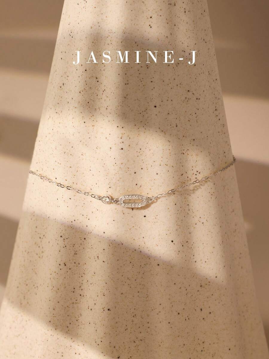 1pc S925 Sterling Silver Geometric Cubic Zirconia Square Bracelet, Minimalist Elegant Design, Suitable For Women's Daily Wear, Mother's Day Gift - Multicolor - View 1