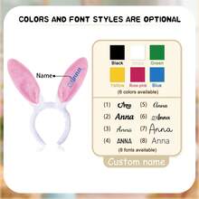 1pc Customized Name Rabbit Ear Headband Set, Easter Gift, Easter Headband, Easter Accessory, Customized Rabbit Ears - Multicolor - View 5