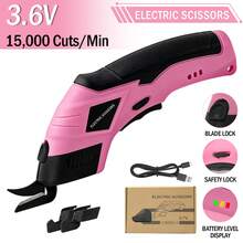 Electric Scissors (With 2 Blades) Efficiently Complete Material Cutting And Are Suitable For Cutting Fabrics, Paper Scraps, Plastics, Etc. - Pink - View 1