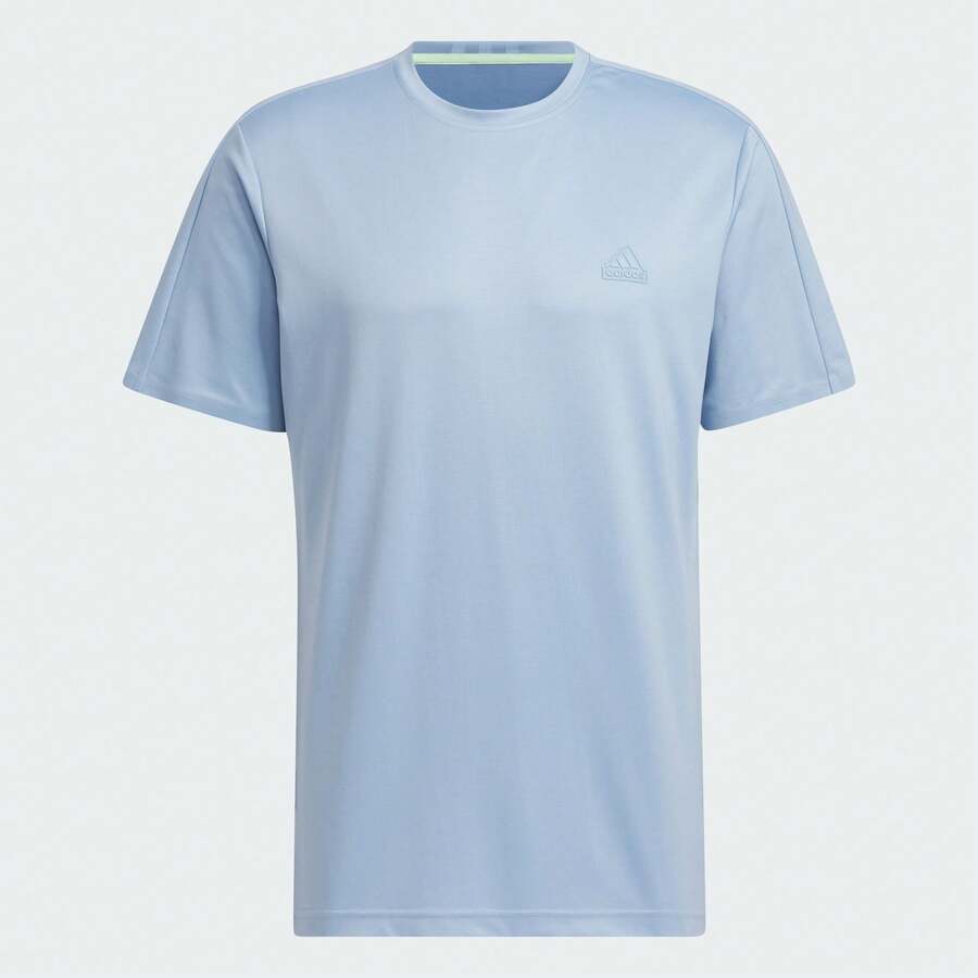 Adidas Men's Casual Round Neck Knit Short Sleeve T-Shirt, JD5224, Spring/Summer - Blue - View 1