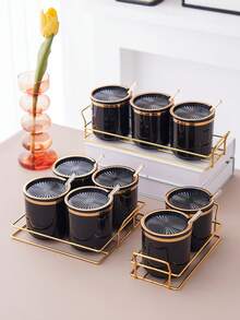 Bộ 1 hũ đựng gia vị, muối, bột ngọt, thích hợp cho tiệc cưới, sinh nhật, tốt nghiệp, lễ hội. - màu đen - Xem 3