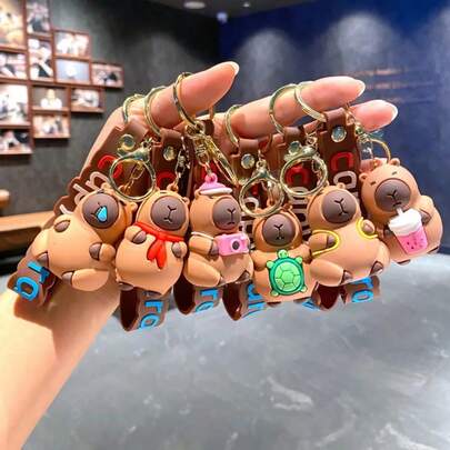 Móc khóa hình chuột lang nước dễ thương, móc khóa xe hơi sáng tạo, mặt dây chuyền chuột lang nước hoạt hình, móc khóa nữ, quà tặng ngày lễ