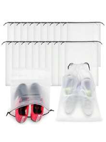 1/5pcs Transparent Plastic Storage Bags, Portable Travel Shoe Bags, Waterproof Shoe Bags, Drawstring Shoe Organizers, Unisex Travel Storage Drawstring Shoe Covers, Dust-Proof Packing Bags For Women, Travel Essential, Cruise Essential, Holiday Essential - 無色 - 查看 9