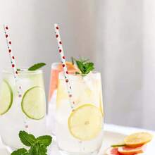50/100 Peças Canudos de Papel com Padrão de Cereja de Fruta de Verão, Para Decoração de Bebidas, Natal, Ano Novo, Dia dos Namorados, Presentes de Formatura, Material - Visão 3