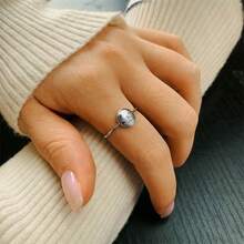 1pc Unisex Vintage Oval Wave Pattern Ring, Suitable For Daily Wear - Antique Silver - View 6