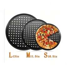 Non-Stick Pizza Pan With Holes - 13-Inch Perforated Pizza Crisper Carbon Steel Pizza Pan - 1 Round Pizza Trays - Black - View 2