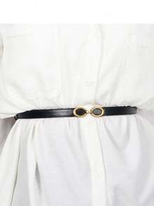 1 & 2 Pcs Women's Retro Minimalist PU Leather Skinny Belts, Suitable For Summer, School, Autumn, Halloween - Multicolor - View 9