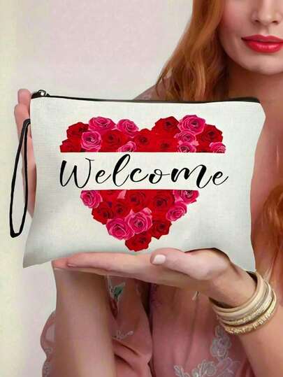 Portable Makeup Bag | Makeup Bag | Cute Travel Bag | Teen Girl Makeup Bag | Sweet Storage Bag | Teen Girl Gift | Ladies' Summer Makeup Bag | French Style Makeup Bag | Retro Cosmetic Storage Bag | Travel Wash Bag, Can Store Makeup Brushes, Skincare Products And Gel Nail Polish - The Perfect Gift For Girls, Friends, Birthdays