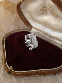 1枚新娘时尚全镶闪亮立方氧化锆水滴形结婚戒指，女士结婚首饰 - 銀色 - 查看 5