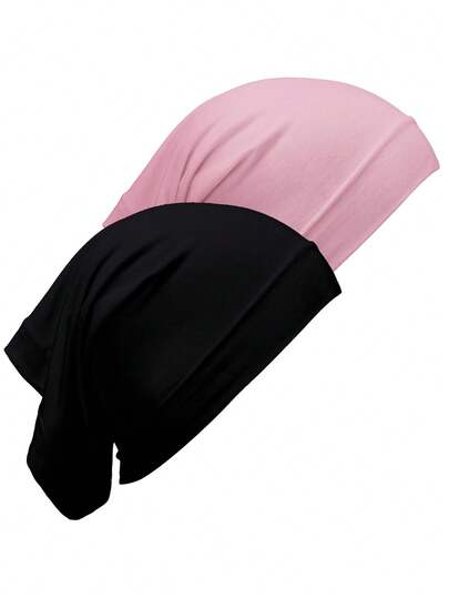 2 pièces Bonnet tubulaire élastique doux et respirant pour femmes - Hijab léger et extensible pour l'Aïd, le port quotidien et les accessoires de prière halal, lavable à la main, couvrement modeste (foulard de tête intérieur)