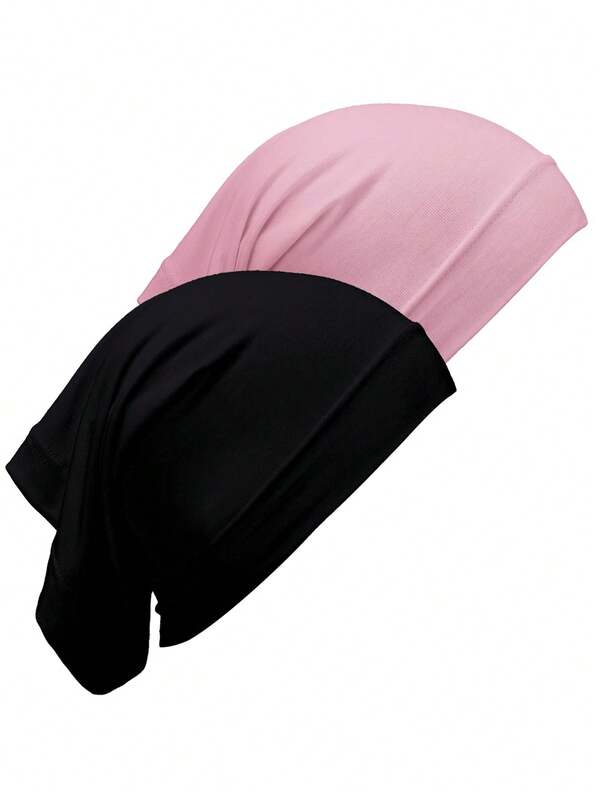 2pcs Women's Soft Breathable Elastic Tubular Bottom Cap - Stretchable Lightweight Hijab For Eid, Daily Wear & For Haram Prayer Accessory, Hand Washable Modest Covering (Inner Headscarf)