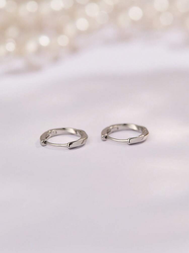 Nooxian 2pcs Women's Twisted Hoop Earrings - Silver - View 5