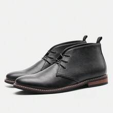 Men's Desert Boots, Classic Retro Derby Boots, Wear-Resistant Anti-Slip Casual Ankle Boots - Black - View 5