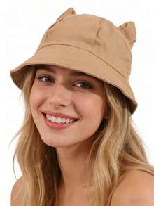 新款猫耳渔夫帽，透气户外徒步帽，速干防水渔夫帽 - 夏季徒步、露营、沙滩防晒帽、钓鱼遮阳帽、远足遮阳帽，可爱动物造型帽，女士渔夫帽 - 多色 - 查看 5