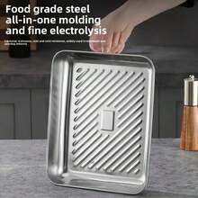 3-Piece Stainless Steel Food Storage Container Set - Leak-Proof, Reusable, Dumpling Plate, Food Storage Container, Baking Tray, Stackable Kitchen Storage Boxes, Suitable For Fruits, Meats, And Vegetables, Ideal For Outdoor, Camping, And Home Use, Easy To Clean, Stackable Kitchen Storage Containers, Suitable For Refrigerators - Multicolor - View 3