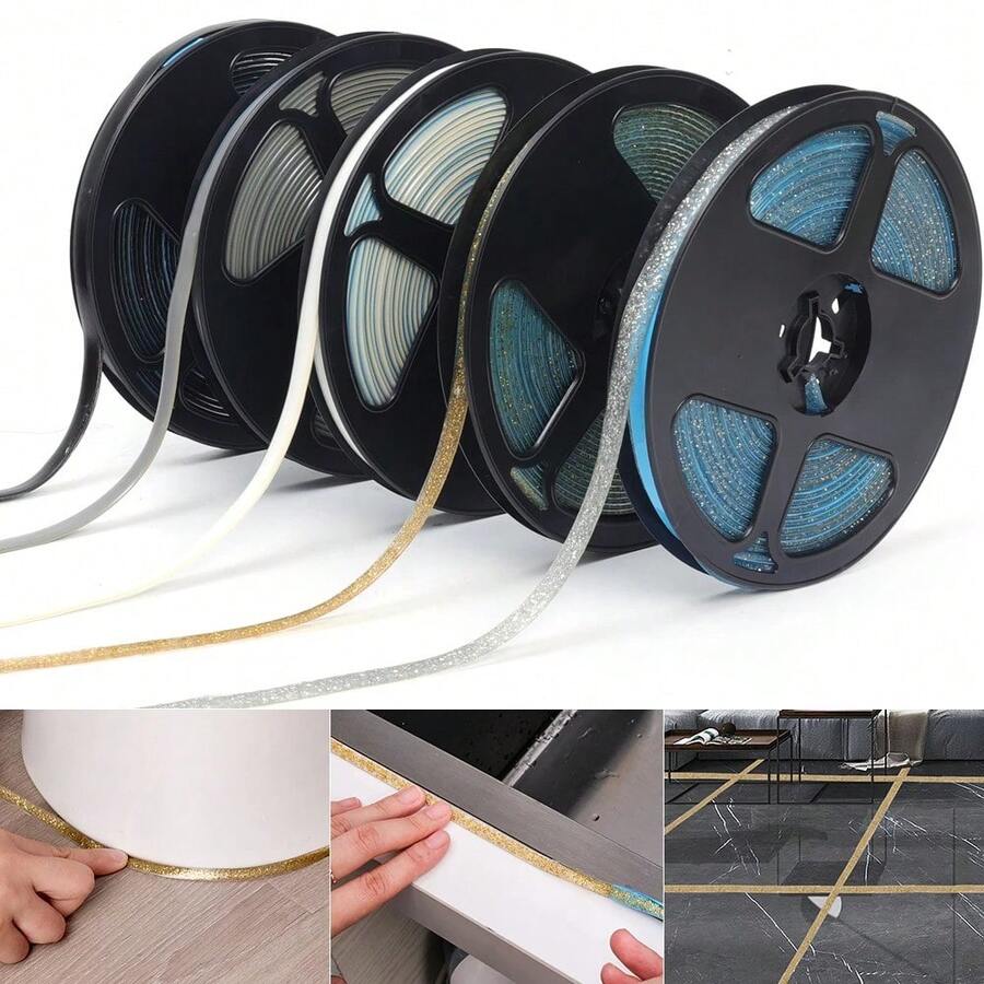 1 cuộn keo trám khe gạch men PVC dài 6m/236.22in, keo tự dính thời trang, chống thấm nước, chống nấm mốc, dùng cho viền trần nhà tắm. - Nhiều màu - Xem 1