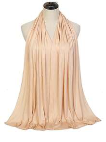 1pc Plus Size Soft Casual Solid Color Knitted Headscarf/Scarf For Women,Holiday,Travel Essential - Beige - View 5