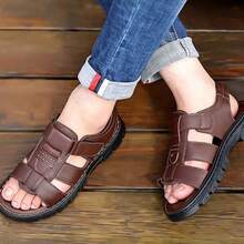 Sandalias y chanclas de hombre para el verano: calzado resistente para exteriores, ideal para conducir, con suelas gruesas, antideslizantes e impermeables. Novedades. - Marrón - Ver 5