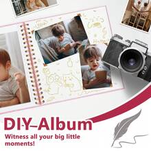 8" X 8" Handmade DIY Photo Album, 40 Pages/20 Sheets, Hard Cover Linen Paper Album, Suitable For Wedding, Anniversary, Family Use - A - View 6