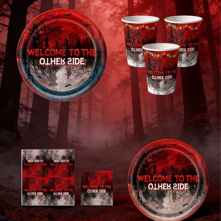 Bộ đồ ăn dùng một lần chủ đề quái vật 50/51/52 món, bao gồm 10 đĩa ăn tối, 10 đĩa tráng miệng, 10 cốc giấy, 20 khăn ăn, 1 khăn trải bàn và 1 banner kéo ra. Bộ đồ ăn tiện dụng này rất phù hợp cho cắm trại, dã ngoại, tiệc nướng ngoài trời, tiệc mừng em bé, đám cưới và tiệc sinh nhật. - Nhiều màu - Xem 1