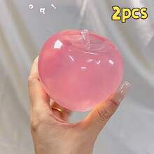 1/2pcs Pink Apple Shaped Stress Relief Toy, Slow Rebound Helps Relieve Anxiety And Improve Concentration, Suitable As Birthday Gift, Party Favor, Holiday Gift, Stocking Stuffer, Gag Gift - Multicolor - View 9