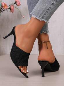 Pointed Toe Fashionable Versatile Thin Stiletto Heels Women Shoes - Black - View 4