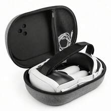 Hard Shell VR Headset Carrying Case Compatible With Met Quest 3S/3, Gray Fabric Texture Travel Storage Bag With Mesh Pocket, Elastic Secure Straps And Carry Handle For Headset, Controllers And Accessories, Case Only - View 1