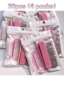 5 Pieces Per Set. Nail And Foot Care Set, Professional Nail Set, Nail Care Tools, Double-Sided Disposable Nail Files, Wooden Dead Skin Pusher, Nail Cleaning Tools, Nail Sticks, Nail Brush - Suitable For Professional And Home Nail Artistry - Multicolor - View 10