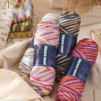 2 piezas/200g Hilo de mezcla de lana de alpaca suave y de grosor medio, adecuado para tejer, hacer punto, suéteres, chaquetas, chalecos, chales, bufandas, sombreros, proyectos de manualidades DIY