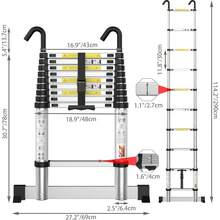Telescopic Ladder 4.1M Aluminium Extension Extendable Loft Ladder With Stabilizer Bar And Detachable Hooks, Portable Folding Ladders - 2.9M/9.5FT - View 3