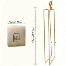 1pc Toilet Paper Holder - Wall-Mounted, Self-Adhesive Or Hook-Mounted Metal Tissue Dispenser, Suitable For Bathroom And Kitchen, Multi-Functional Paper Towel Storage, Elegant Design For Above Toilet, Space-Saving Organizer | Stylish Metal Design | Durable Structure - Gold - View 4